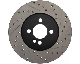 StopTech Sport Drilled/Slotted Brake Rotor Front Left for Ford Mustang 2015-2023, Gray, 127.34101L