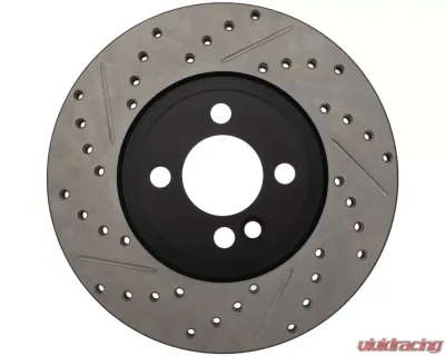 StopTech Sport Drilled/Slotted Brake Rotor Front Right for Honda Civic 2006-2011, Black, 127.34101R - 127.34101R