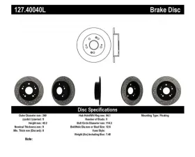 StopTech Sport Drilled/Slotted Brake Rotor Rear Left for Ford Mustang 2005-2014, Black, 127.40040L