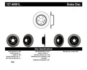 StopTech Sport Drilled/Slotted Brake Rotor Rear Left for Honda Civic 2006-2011, Gray, 127.40061L