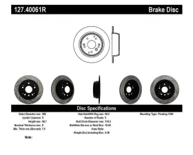 StopTech Sport Drilled/Slotted Rear Right Brake Rotor for Ford Mustang 2005-2014, Black, 127.40061R