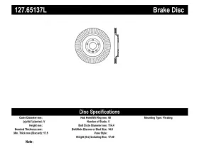 StopTech Sport Drilled/Slotted Brake Rotor Rear Left