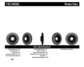 StopTech Sport Cryo Cross Drilled Brake Rotor Front Left BMW M3 Front Left 2001-2006