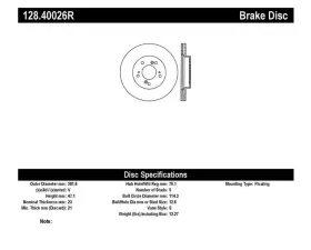 StopTech Sport Cryo Cross Drilled Brake Rotor Front Left/Right for Ford Mustang 2015-2023, Black, 128.40026R