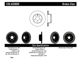 StopTech Sport Cross Drilled Rear Right Brake Rotor, Black, 128.42088R