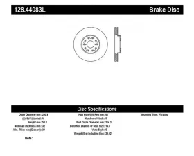 StopTech Sport Cross Drilled Brake Rotor, Front Left, Lexus 128.44083L