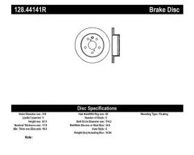 StopTech Sport Cross Drilled Brake Rotor Rear Right Lexus RX 2004-2009 128.44141R