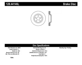 StopTech Sport Cross Drilled Brake Rotor Front Left, Silver, 128.44146L