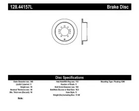StopTech Sport Cross Drilled Brake Rotor Rear Left, Red, 128.44157L