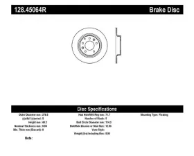 StopTech Sport Cross Drilled Brake Rotor Rear Right, Black, 128.45064R