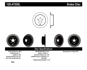 StopTech Sport Cross Drilled Brake Rotor Rear Left Subaru 128.47029L