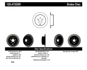 StopTech Sport Cross Drilled Brake Rotor Rear Right Subaru 128.47029R