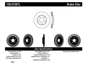 StopTech Sport Cross Drilled Brake Rotor Rear Left Ford Mustang 2005-2012 128.61087L