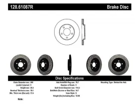 StopTech Sport Cross Drilled Brake Rotor Rear Right Ford Mustang 05-12 128.61087R