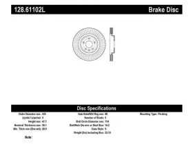 StopTech Sport Cross Drilled Brake Rotor Front Left for Ford Mustang 128.61102L