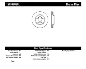 StopTech Sport Cross Drilled Brake Rotor Front Left, Black, 128.62098L