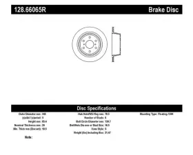 StopTech Sport Cross Drilled Rear Right Brake Rotor, Black - 128.66065R