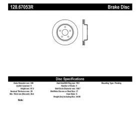 StopTech Sport Cross Drilled Brake Rotor Front Right, Black, 128.67053R
