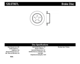 StopTech Sport Cross Drilled Brake Rotor Rear Left Jeep Wrangler 128.67067L