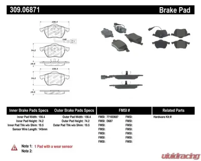 StopTech Sport Brake Pads with Shims and Hardware Front - 309.06871