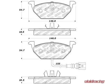 StopTech Sport Brake Pads with Shims and Hardware Volkswagen Front - 309.07681