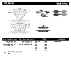 StopTech Sport Brake Pads with Shims and Hardware BMW 128i Front 2008-2013