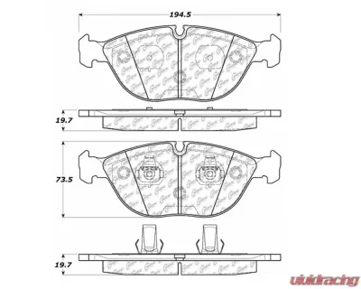 StopTech Performance Brake Pads - Front, Red, Ford Mustang 2015-2023, 104.0682 - 104.06820