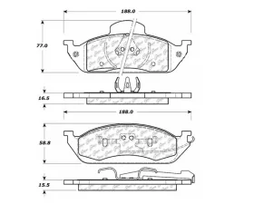 StopTech Brake Pads, Front, Ceramic, Red, Ford Mustang 2015-2022, 104.076