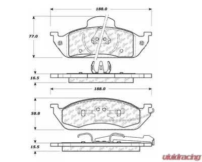 StopTech Brake Pads, Front, Ceramic, Red, Ford Mustang 2015-2022, 104.076 - 104.07600