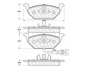 StopTech PosiQuiet Semi-Met Brake Pads, Volkswagen Front, Black, 104.07681
