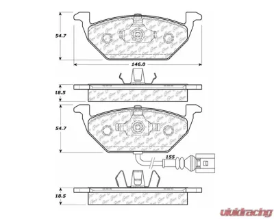 StopTech PosiQuiet Semi-Met Brake Pads, Volkswagen Front, Black, 104.07681 - 104.07681
