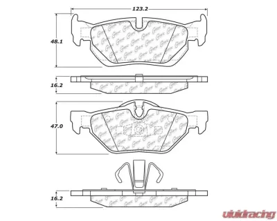 StopTech Brake Pads - Front, Ceramic, Red, Ford Mustang 2015-2020, 104.1267 - 104.12670