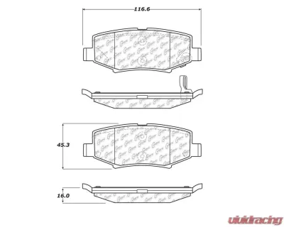 StopTech Brake Pads - Front, Ceramic, Red, Honda Civic 2006-2011, 104.1274 - 104.12740
