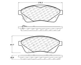 StopTech Brake Pads - Front, Ceramic, Red, Ford Mustang 2015-2023, 104.1422