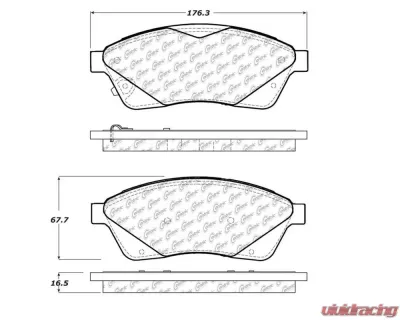 StopTech Brake Pads - Front, Ceramic, Red, Ford Mustang 2015-2023, 104.1422 - 104.14220