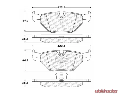 StopTech Brake Pad Set - Front, Red, for Ford Mustang 2015-2023, 105.0396 - 105.03960