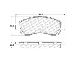 StopTech Brake Pad Set - Front, Red, for Ford Mustang 2015-2023, 105.0722