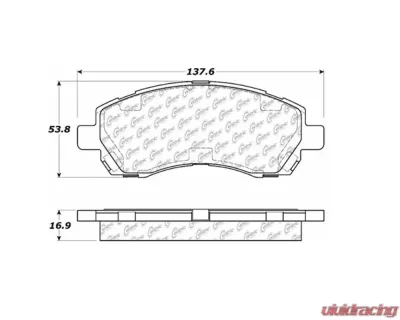 StopTech Brake Pad Set - Front, Red, for Ford Mustang 2015-2023, 105.0722 - 105.07220