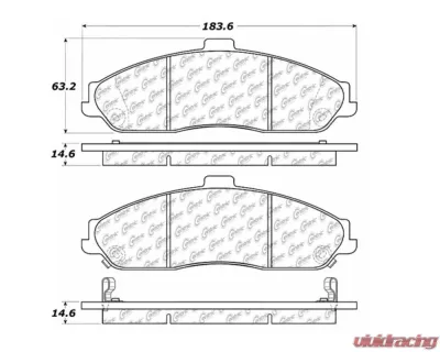 StopTech Brake Pads - Front, Ceramic, Red, Ford Mustang 2015-2020, 105.0731 - 105.07310