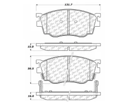 StopTech Brake Pad Set - Front, Red, for Ford Mustang 2015-2023, 105.0755