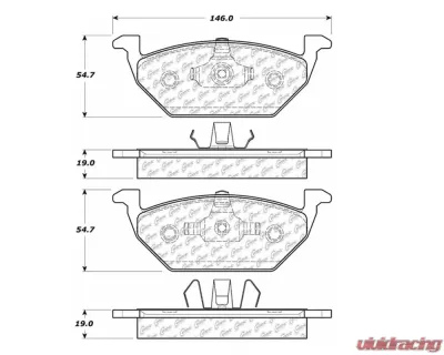 StopTech Brake Pads - Front, Red, for Ford Mustang 2015-2023, 105.0768 - 105.07680