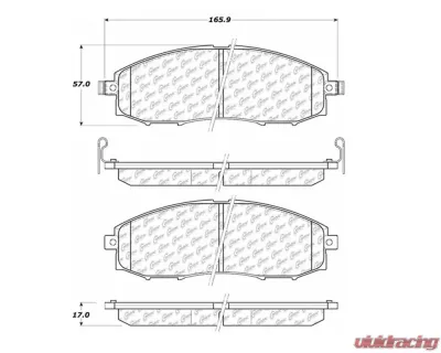 StopTech Brake Pad Set - Front, Red, Ford Mustang 2015-2023, 105.083 - 105.08300