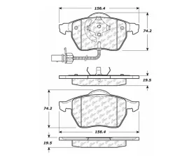 StopTech Brake Pads - Front, Ceramic, Black, Ford Mustang 2015-2023, 105.084