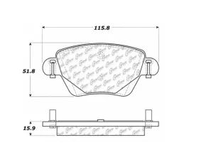 StopTech Brake Pads, Front, Red, for Ford Mustang 2015-2023, 105.0911