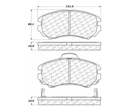 StopTech Brake Pads, Front, Red, for Ford Mustang 2015-2023, 105.0924