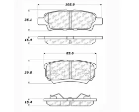 StopTech Brake Pads - Front, Red, Performance, Ford Mustang 2015-2023, 105.1037