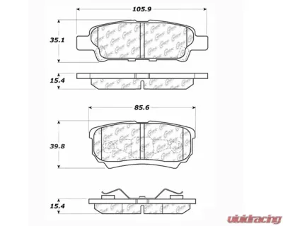 StopTech Brake Pads - Front, Red, Performance, Ford Mustang 2015-2023, 105.1037 - 105.10370