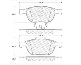 StopTech Brake Pads for Ford Mustang 2015-2023, Ceramic, Front, 105.1044