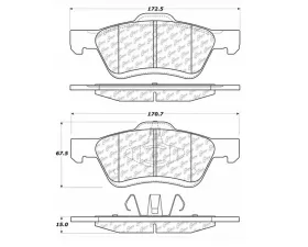 StopTech Brake Pads - Front, Red, Ford Mustang 2015-2023, 105.1047