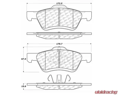 StopTech Brake Pads - Front, Red, Ford Mustang 2015-2023, 105.1047 - 105.10470